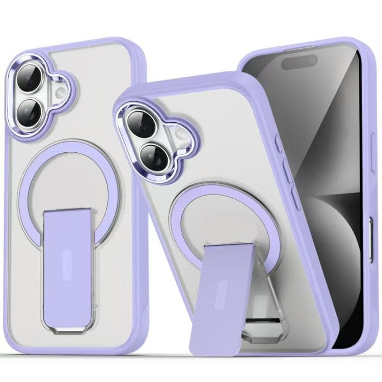 For iPhone 17 Acrylic Hybrid TPU MagSafe Holder Phone Case(Lavender Purple) - Immagine 1
