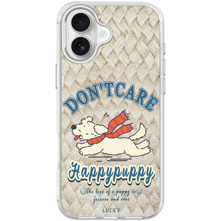 For iPhone 17 Adorable Happy Puppy Pattern Magnetic Phone Case(Transparent White) - Immagine 1