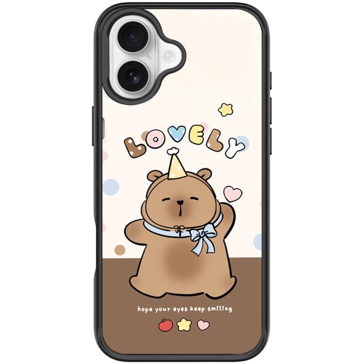 For iPhone 17 Adorable Little Capybara Pattern Magnetic Phone Case(Black)