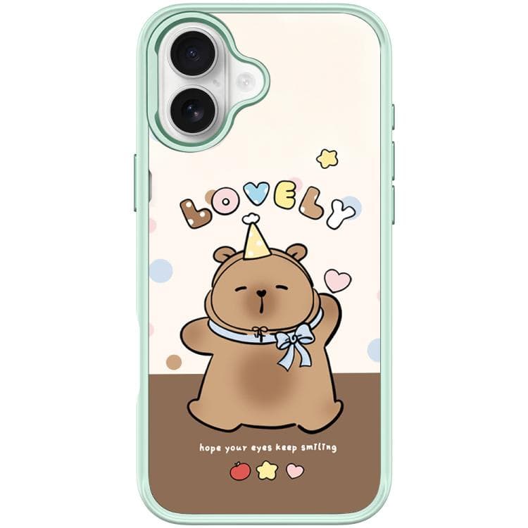 For iPhone 17 Adorable Little Capybara Pattern Magnetic Phone Case(Light Green)