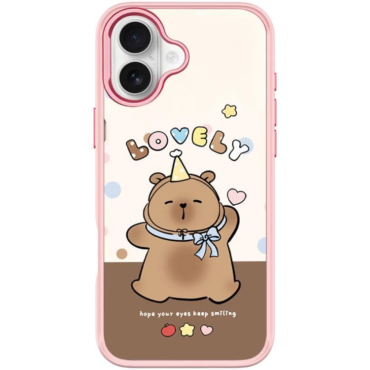 For iPhone 17 Adorable Little Capybara Pattern Magnetic Phone Case(Pink)