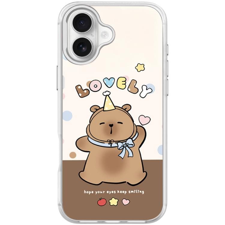 For iPhone 17 Adorable Little Capybara Pattern Magnetic Phone Case(Transparent White)