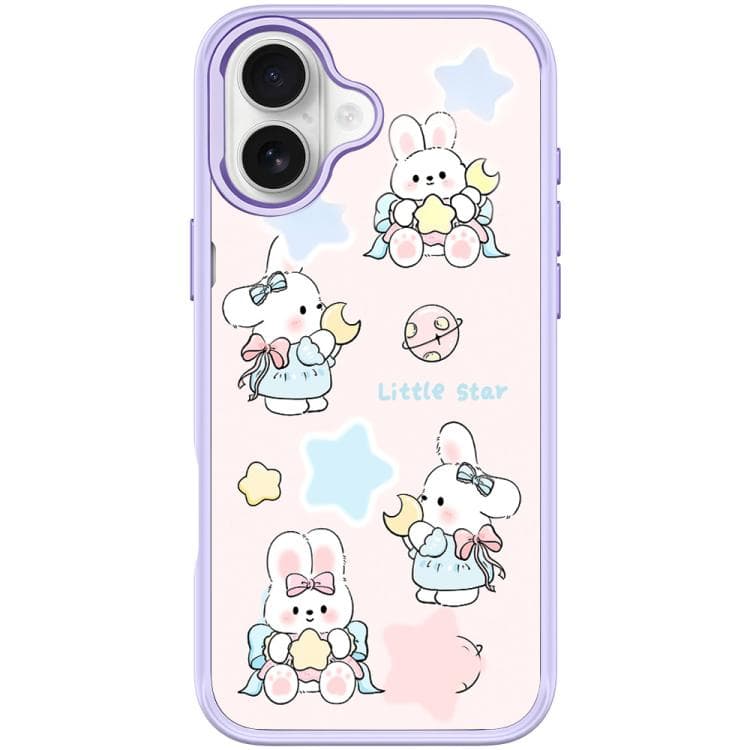 For iPhone 17 Adorable Rabbit and Little Star Pattern Magnetic Phone Case(Light Purple) - Immagine 1