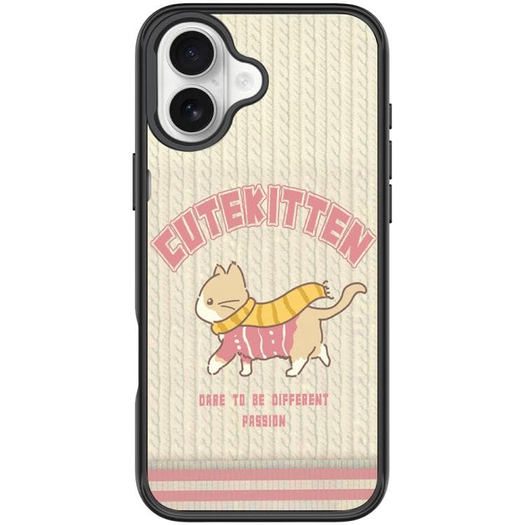 For iPhone 17 Adorable Woolen Cat Pattern Magnetic Phone Case(Black)