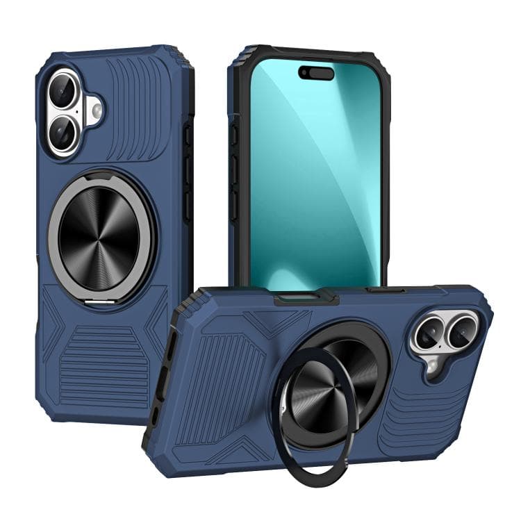For iPhone 17 Alloy Rotating Holder MagSafe Shockproof Phone Case(Blue) - Immagine 1