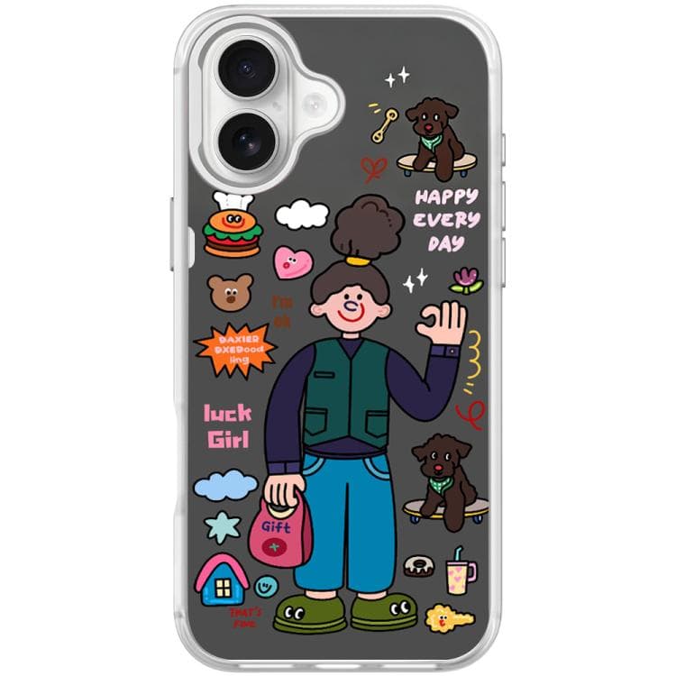 For iPhone 17 American Girl Pattern Magnetic Phone Case(Transparent White) - Immagine 1