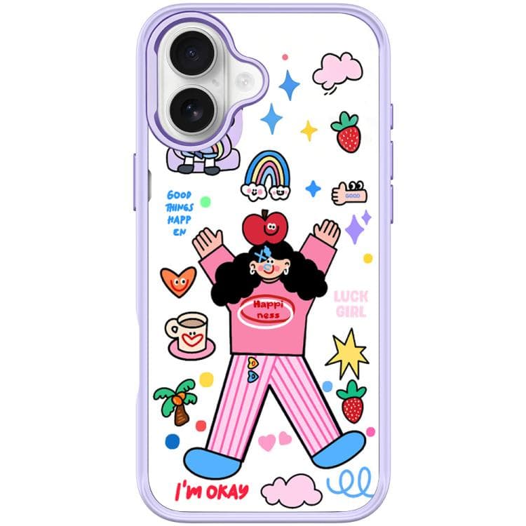 For iPhone 17 Apple Little Girl Pattern Magnetic Phone Case(Light Purple) - Immagine 1