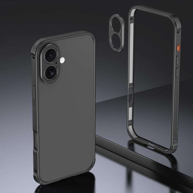For iPhone 17 Armor Dual-side Anti-slip Metal Frame Case with Lens Cover(Black) - Immagine 1