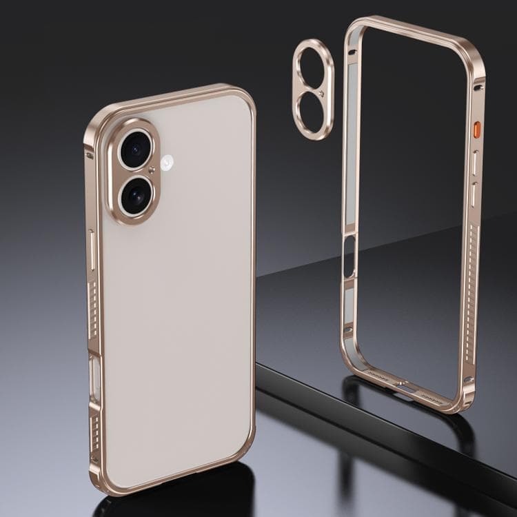 For iPhone 17 Armor Dual-side Anti-slip Metal Frame Case with Lens Cover(Desert Gold) - Immagine 1