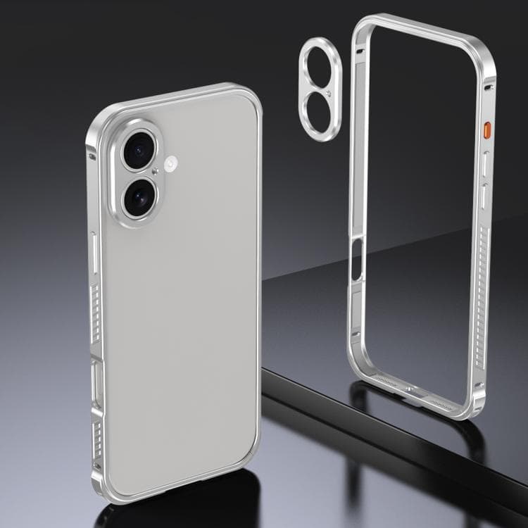 For iPhone 17 Armor Dual-side Anti-slip Metal Frame Case with Lens Cover(Silver) - Immagine 1