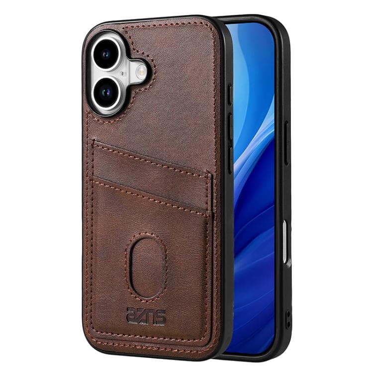 For iPhone 17 AZNS K1 Series Card Slot Business Phone Case(Brown) - Immagine 1