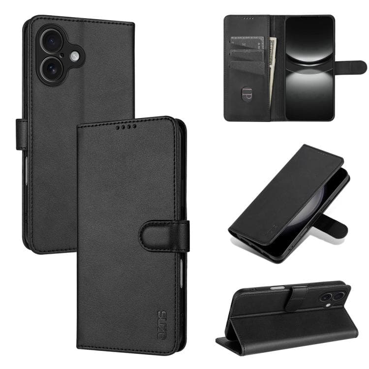 For iPhone 17 AZNS Skin Feel Calf Texture Flip Leather Phone Case(Black) - Immagine 1