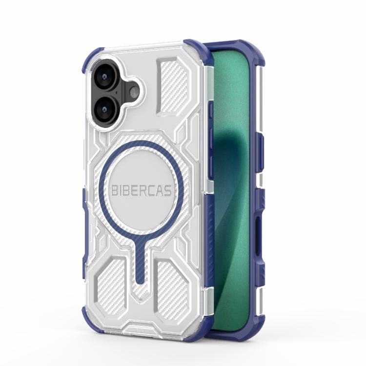 For iPhone 17 BIBERCAS Transparent Color Series MagSafe Air Bag Shockproof Phone Case(Blue) - Immagine 1