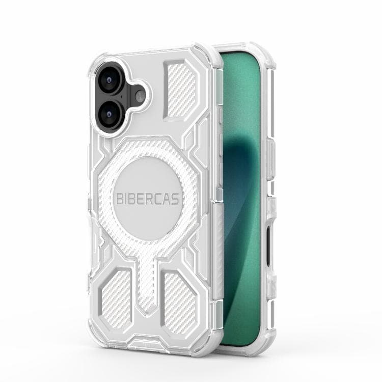 For iPhone 17 BIBERCAS Transparent Color Series MagSafe Air Bag Shockproof Phone Case(White) - Immagine 1