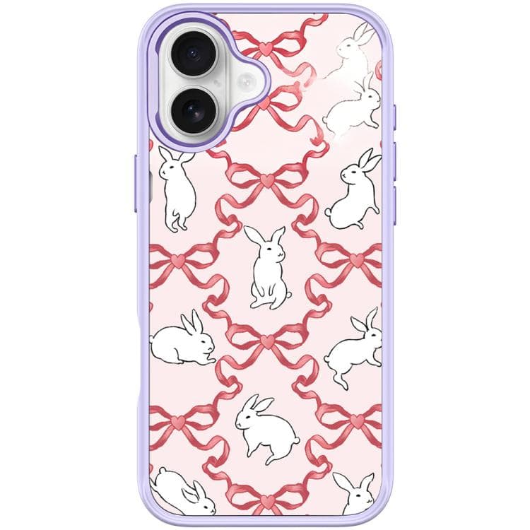 For iPhone 17 Butterfly Knot White Rabbit Pattern Magnetic Phone Case(Light Purple) - Immagine 1