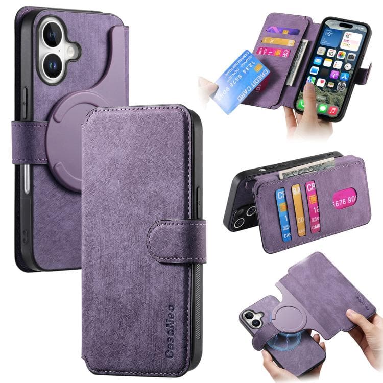 For iPhone 17 CaseNeo MagSafe RFID Anti-theft Retro Leather Phone Case(Purple) - Immagine 1