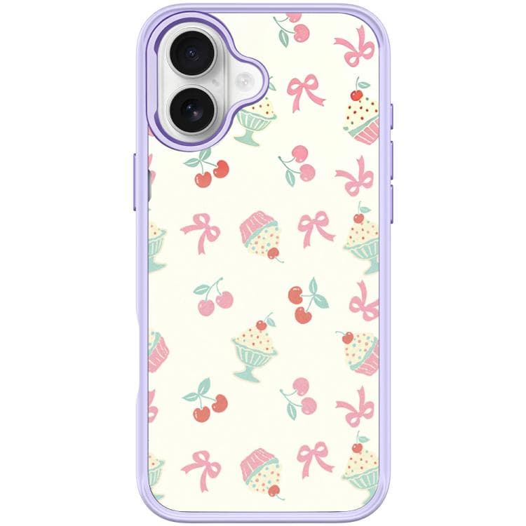 For iPhone 17 Cherry Cake Pattern Magnetic Phone Case(Light Purple) - Immagine 1