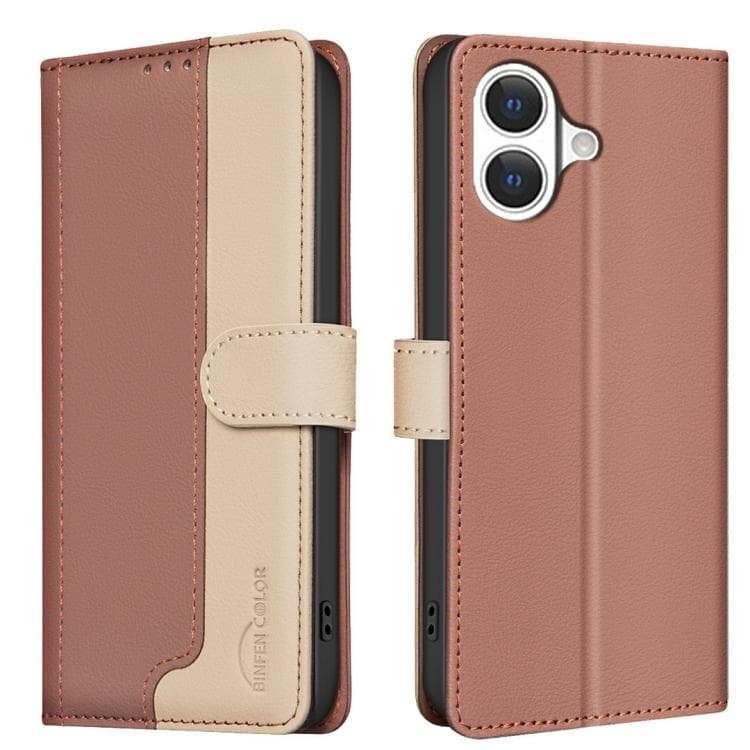For iPhone 17 Color Matching RFID Anti-theft Leather Phone Case(Brown) - Immagine 1
