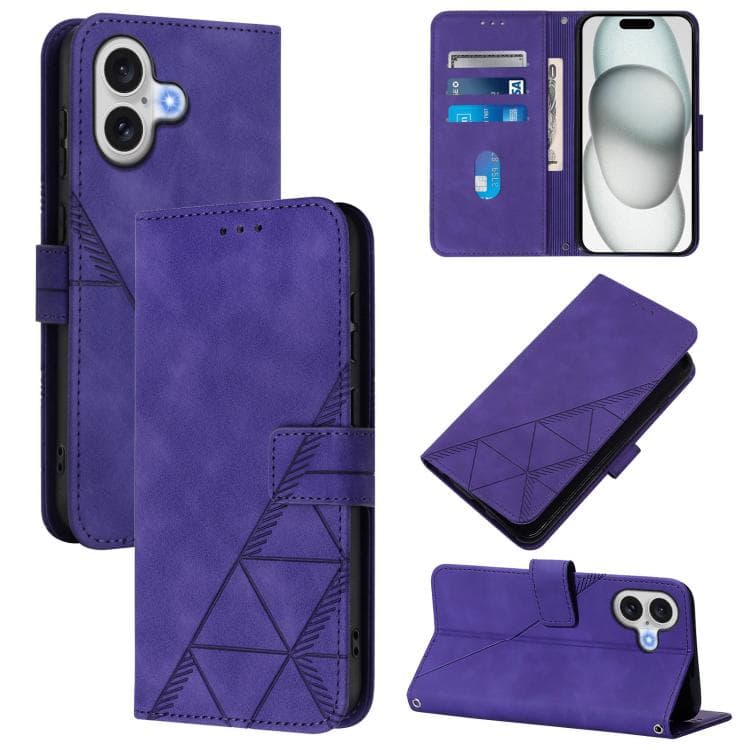 For iPhone 17 Crossbody 3D Embossed Flip Leather Phone Case(Purple) - Immagine 1
