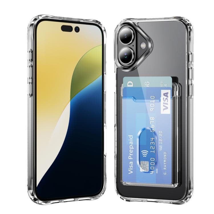 For iPhone 17 Crystal Clear Card Slot PC Hybrid TPU Phone Case(Transparent) - Immagine 1