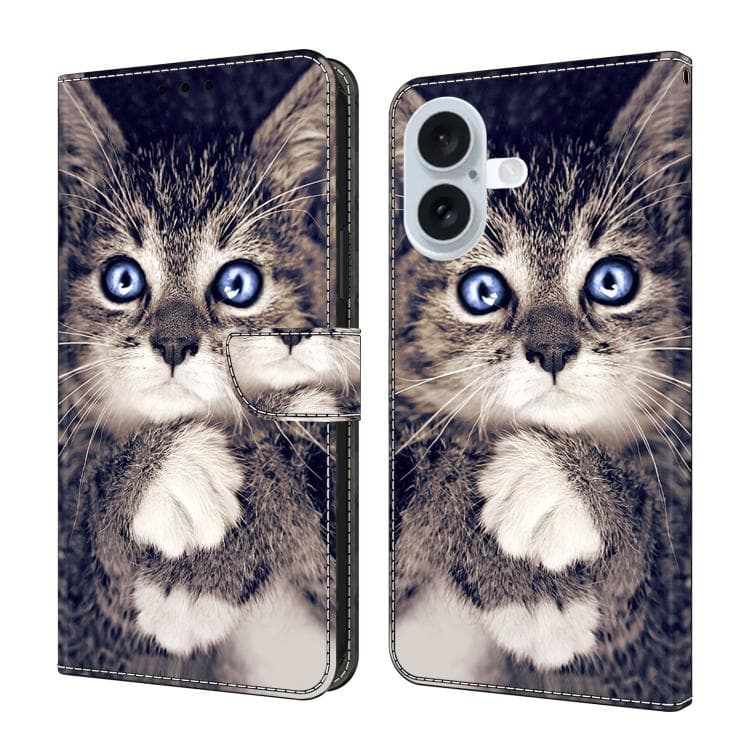 For iPhone 17 Crystal-Like Painted Vegan Leather Phone Case(Cat with Folded Paws) - Immagine 1