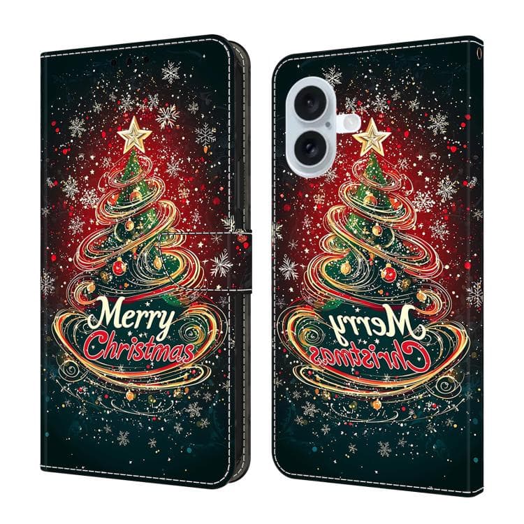 For iPhone 17 Crystal-Like Painted Vegan Leather Phone Case(Christmas Tree) - Immagine 1