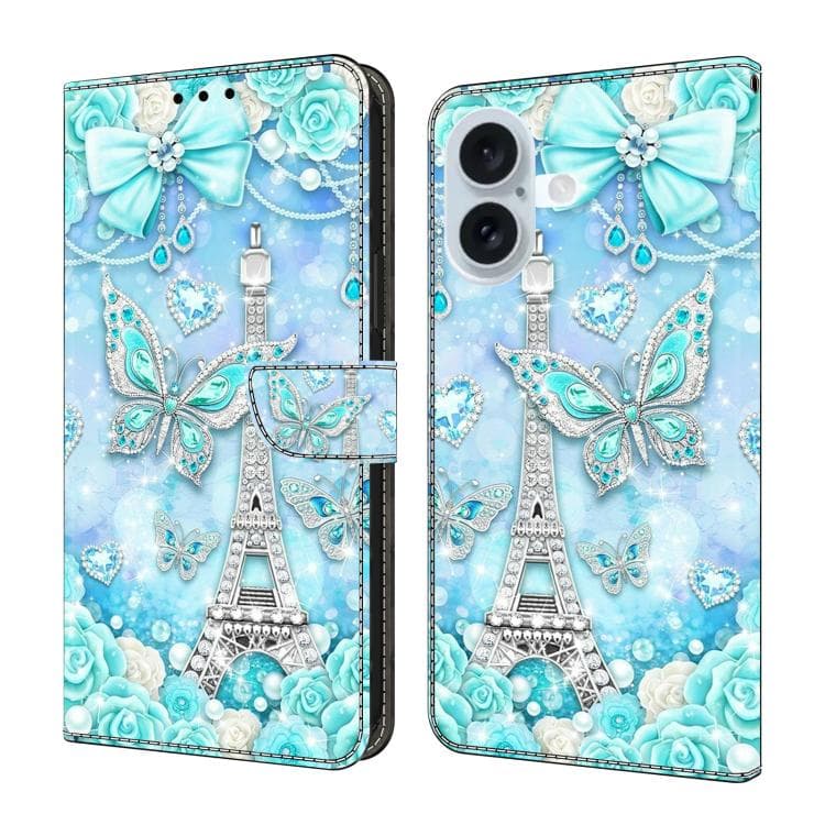 For iPhone 17 Crystal-Like Painted Vegan Leather Phone Case(Diamond Tower) - Immagine 1