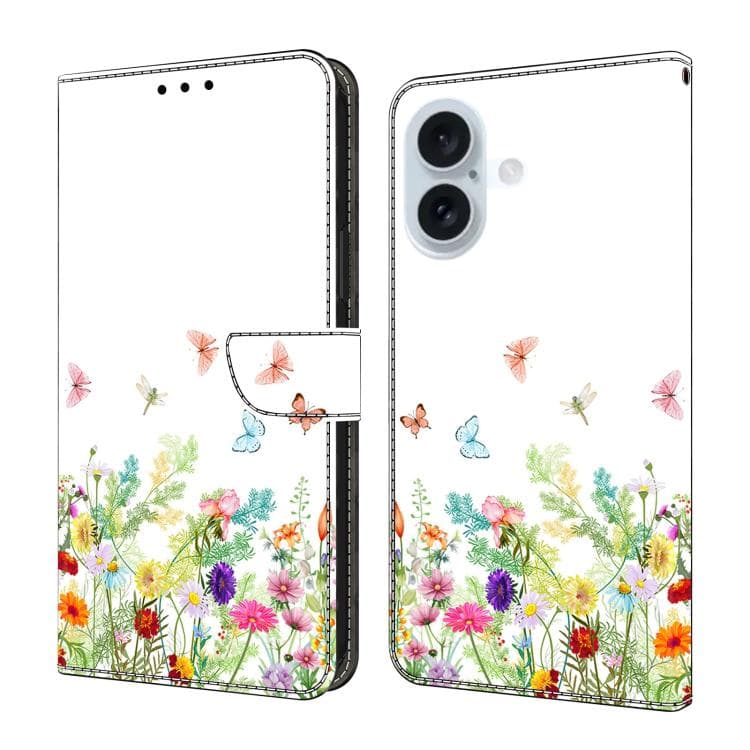 For iPhone 17 Crystal-Like Painted Vegan Leather Phone Case(Flowers and Plants) - Immagine 1