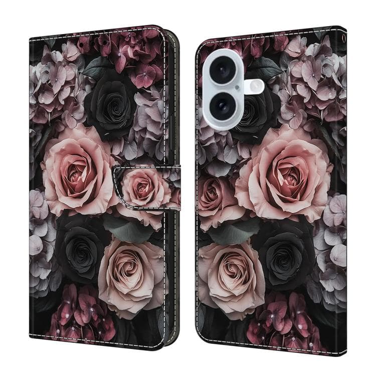 For iPhone 17 Crystal-Like Painted Vegan Leather Phone Case(Rose) - Immagine 1