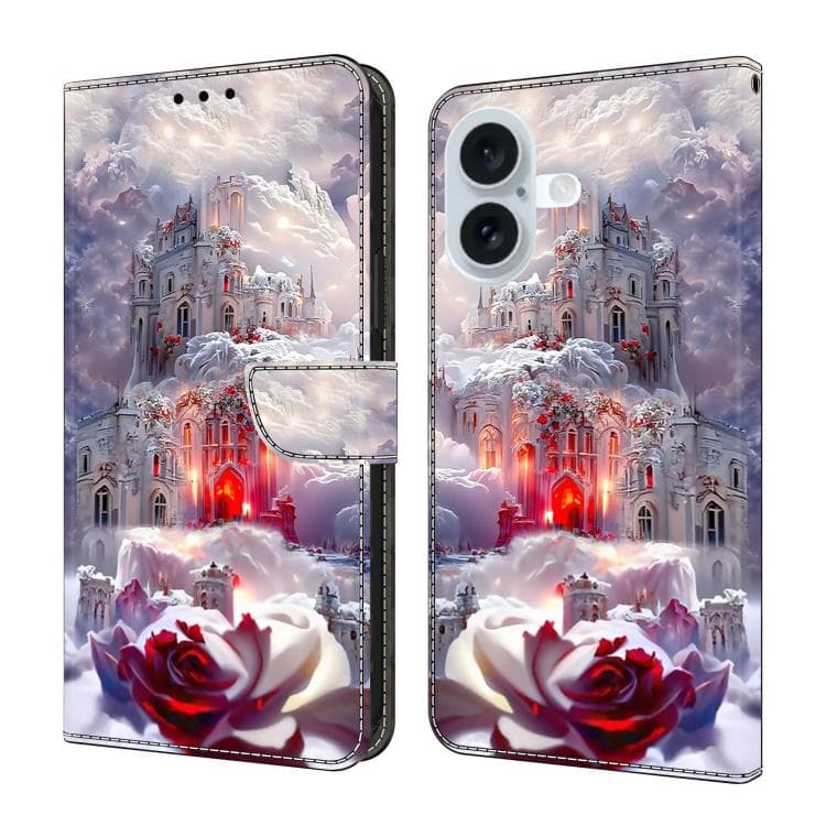 For iPhone 17 Crystal-Like Painted Vegan Leather Phone Case(Snow Castle) - Immagine 1