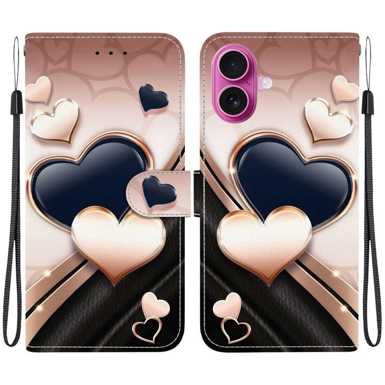 For iPhone 17 Crystal Texture Colored Drawing Leather Phone Case(Love Heart) - Immagine 1
