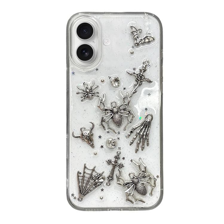 For iPhone 17 Dark-Style Spider Epoxy Acrylic Hybrid TPU Phone Case(Transparent) - Immagine 1