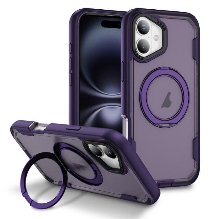 For iPhone 17 Defend Rugged Gear Holder MagSafe Phone Case(Purple + Dark Purple) - Immagine 1
