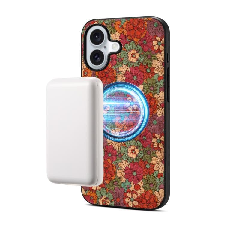 For iPhone 17 Denior A07 Flower Language Series Magnetic Vegan Leather Phone Case(Red) - Immagine 1