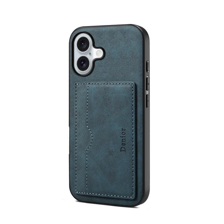 For iPhone 17 Denior D08 PU Single Card Slot Holder Phone Case(Blue) - Immagine 1