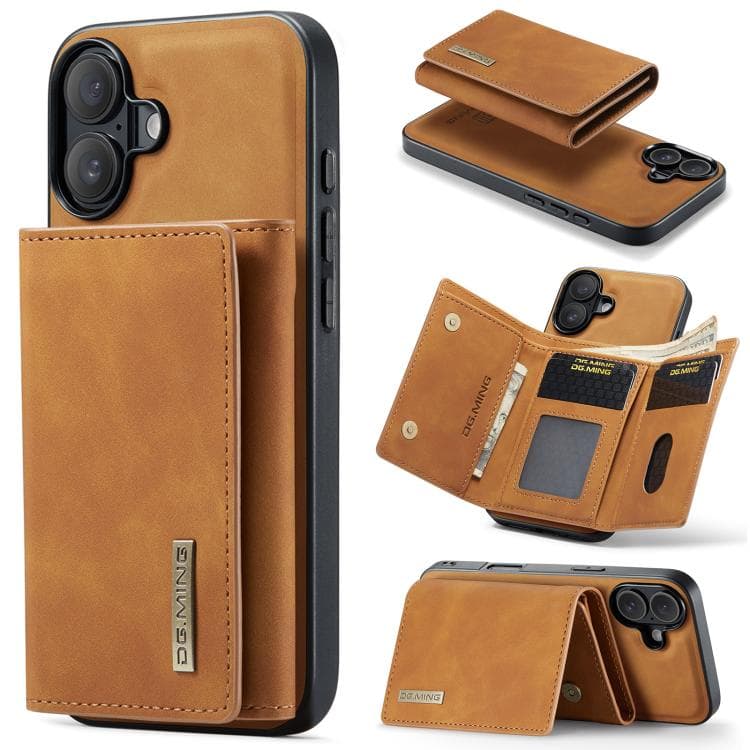 For iPhone 17 DG.MING M1 Series 3-Fold Multi Card Wallet Leather Phone Case(Brown) - Immagine 1
