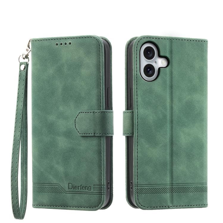 For iPhone 17 Dierfeng Dream Line TPU Hybrid PU Leather Phone Case(Green) - Immagine 1