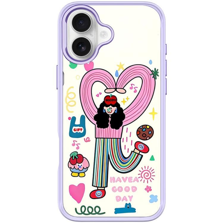 For iPhone 17 Dopamine Girl Pattern Magnetic Phone Case(Light Purple) - Immagine 1