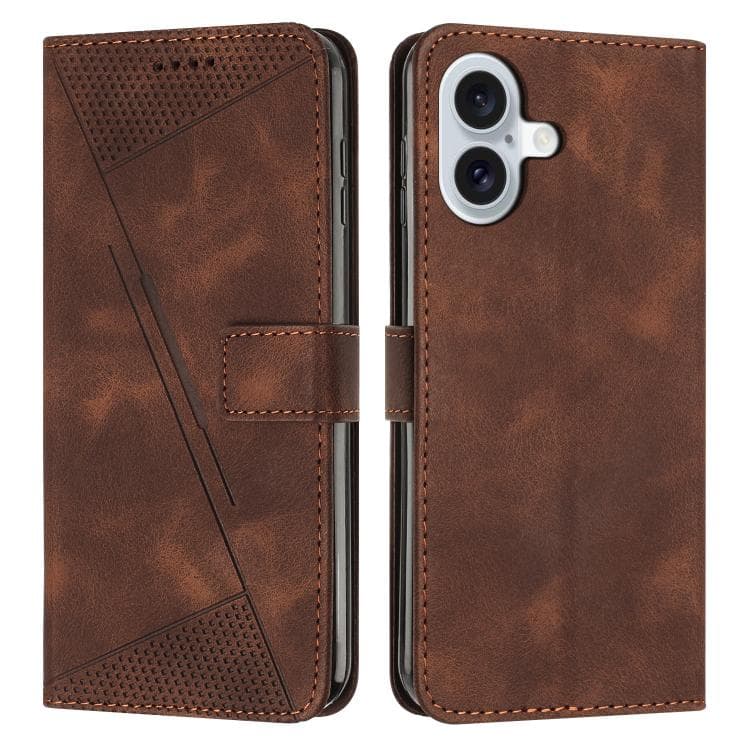 For iPhone 17 Dream Triangle Leather Phone Case with Lanyard(Brown) - Immagine 1