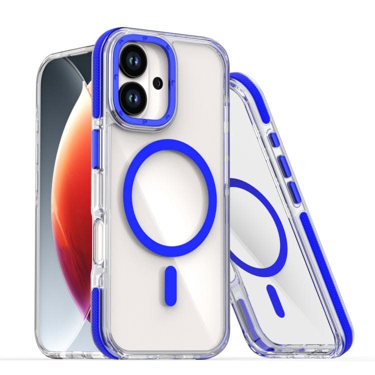 For iPhone 17 Dual-Color Clear Acrylic Hybrid TPU MagSafe Phone Case(Blue) - Immagine 1