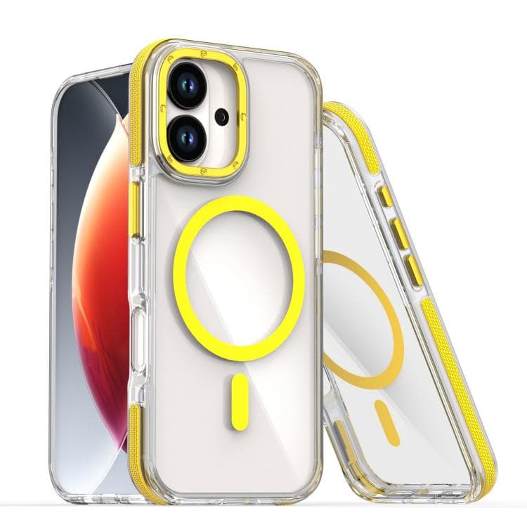 For iPhone 17 Dual-Color Clear Acrylic Hybrid TPU MagSafe Phone Case(Yellow) - Immagine 1