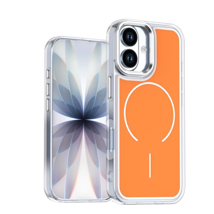 For iPhone 17 Electroplated Dual Color PC Hybrid TPU Soft Frame MagSafe Phone Case(Orange) - Immagine 1