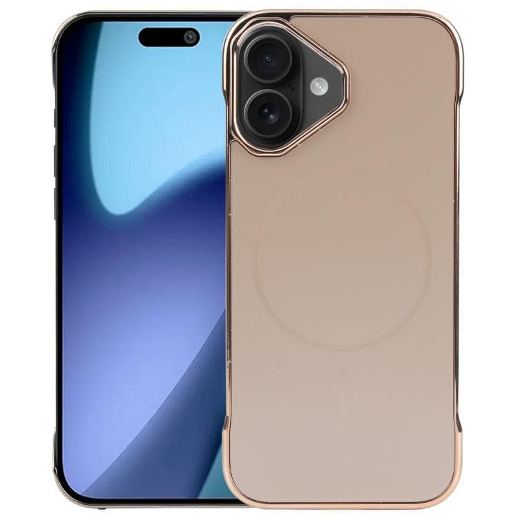For iPhone 17 Electroplating Frameless Frosted Anti-Glare PC MagSafe Phone Case(Desert Gold) - Immagine 1