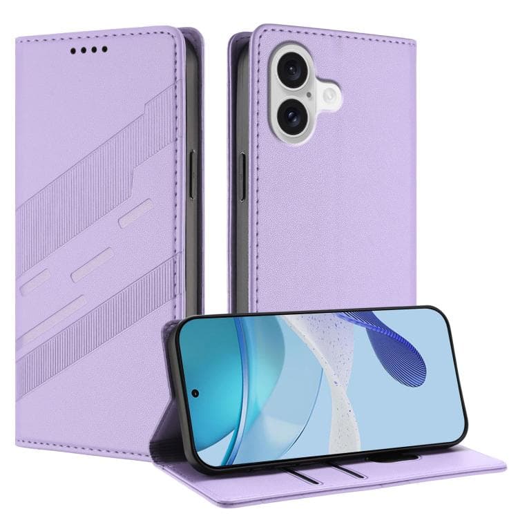 For iPhone 17 Embossed Multi-functional Wallet Retro Leather Phone Case(Light Purple) - Immagine 1