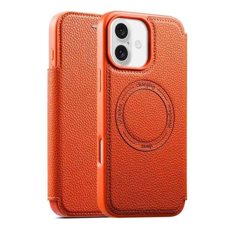 For iPhone 17 ESEBLE Ultra-thin Card Slot Magnetic Vegan Leather Phone Case(Orange) - Immagine 1