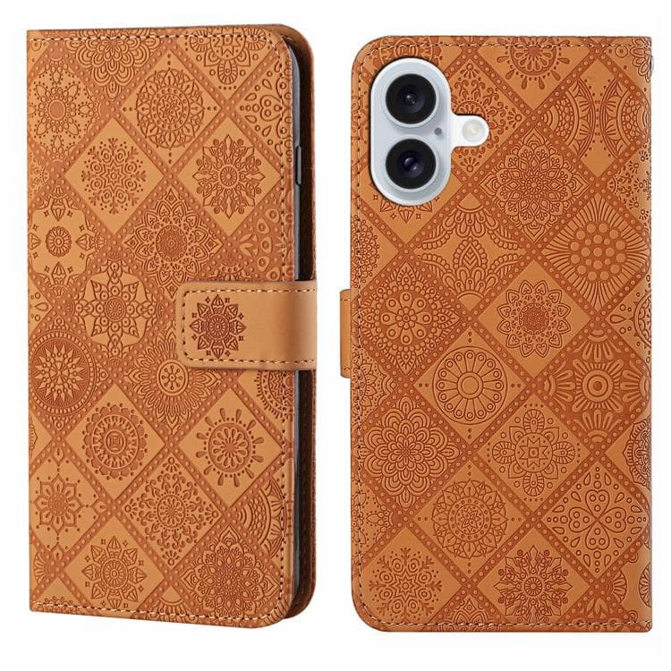 For iPhone 17 Ethnic Style Embossed Pattern Leather Phone Case(Brown) - Immagine 1