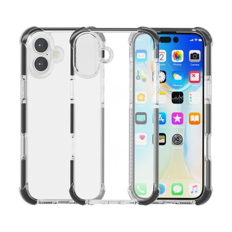 For iPhone 17 Four-corner Shockproof TPU Hybrid Acrylic Phone Case(Black + Transparent) - Immagine 1