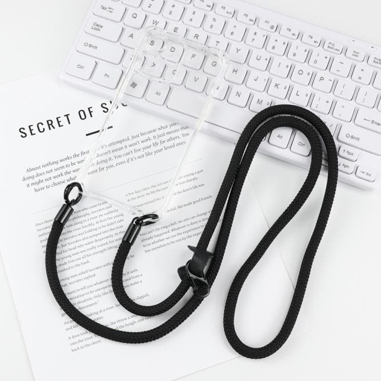 For iPhone 17 Four-corner Shockproof TPU Phone Case with Lanyard(Transparent White Key) - Immagine 1