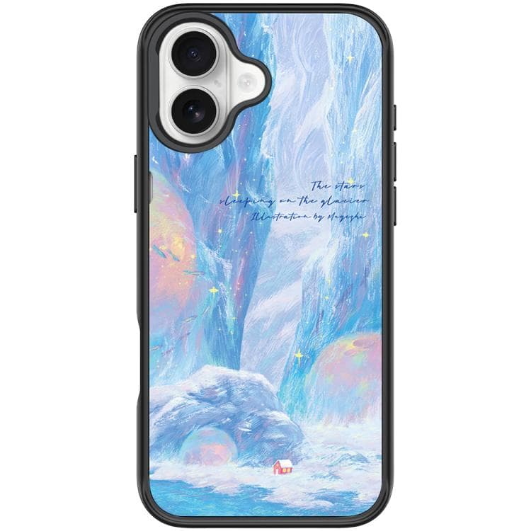 For iPhone 17 Glacier Red House Pattern Magnetic Phone Case(Black)