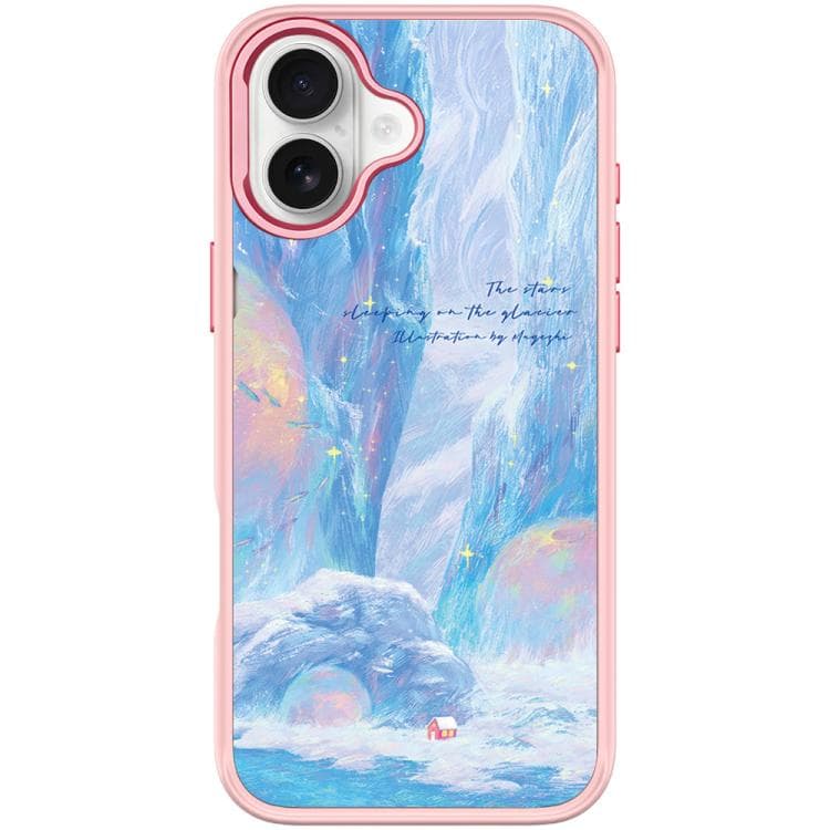 For iPhone 17 Glacier Red House Pattern Magnetic Phone Case(Pink)